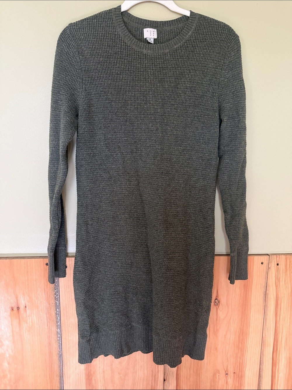 a new day Olive Green Ribbed Long Sleeve Knit Dress